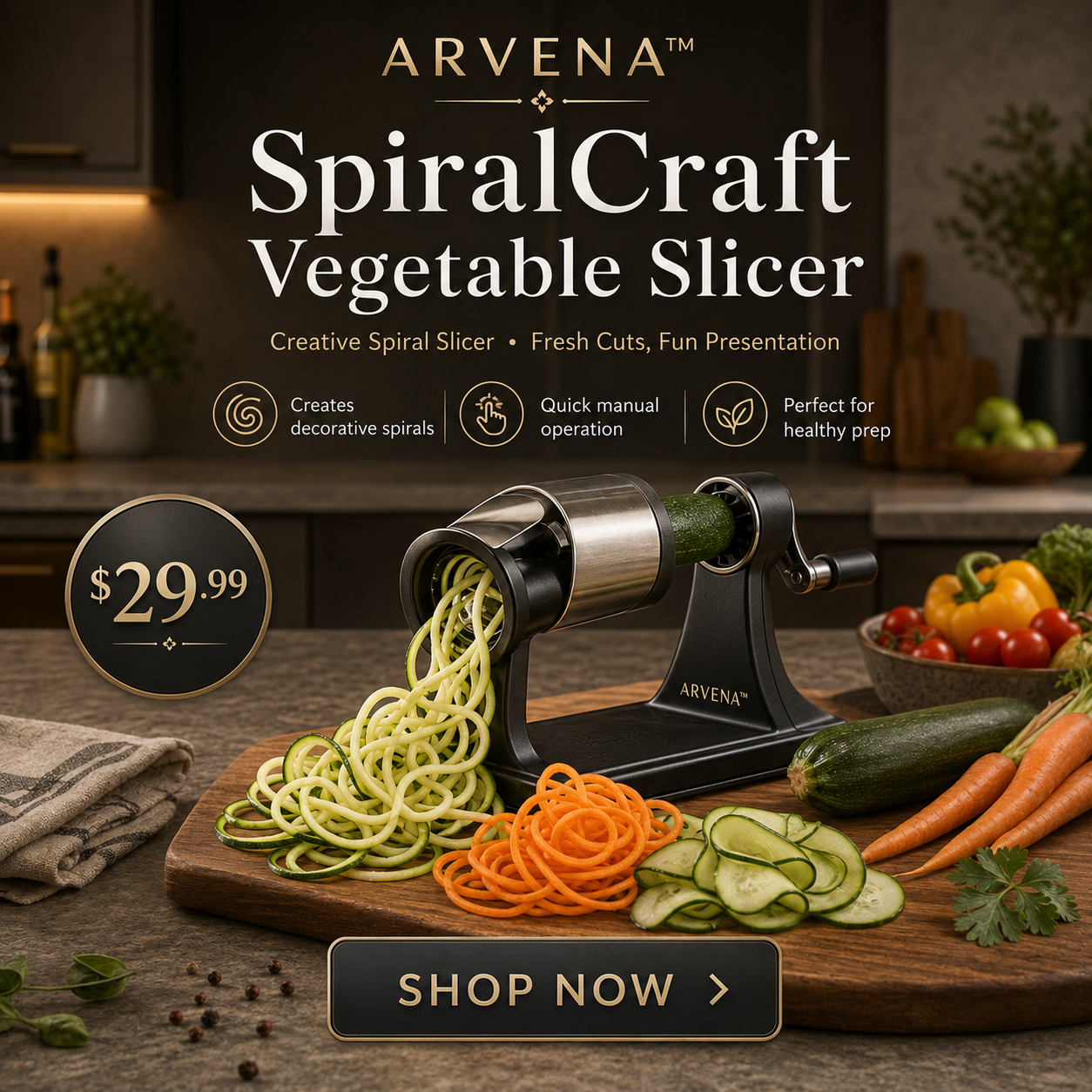 ARVENA™ SpiralCraft Vegetable Slicer